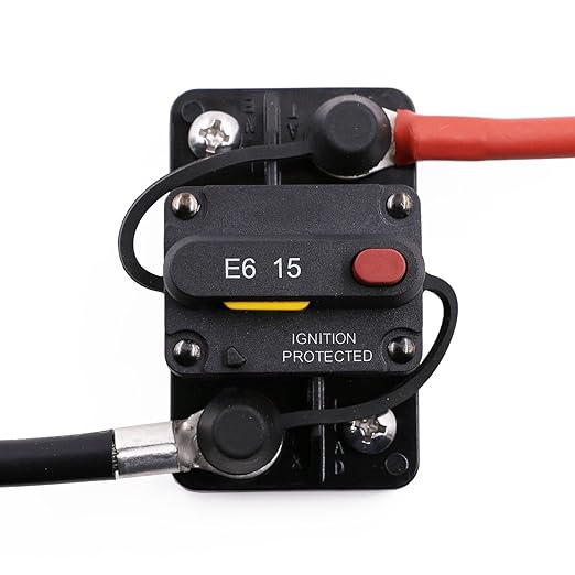 12V 24V 15A Circuit Breaker Manual Reset for Car RV Solar Marine Automotive, 12 Volt-32V DC Boat Trolling Motor Breaker 15 Amp, T3 Resettable in-Line Fuse, Overload Protection, Waterproof