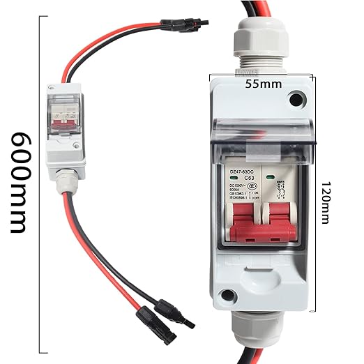 Solar Panel Disconnect Switch 60Amp 1000V Outdoor Small Breaker Box Miniature Circuit din Rail Enclosure Current Sink Load Switching Air IP65 Waterproof DC