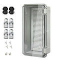 Junction Box IP65 Waterproof ABS Plastic Enclosure Hinged PC Clear Cover Electrical Project Box with Mounting Plate, Wall Brackets, Cable Glands 7.9" x 3.9" x2.8"(200 * 100 * 70mm)