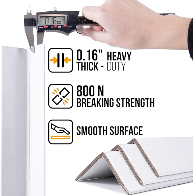 24" x 2" x 2" Reinforced Cardboard Edge Protectors, White (Pack of 200) – 0.16" Thick Heavy-Duty Cardboard Corner Protectors for Shipping – American Quality V-Board Pallet Edge Guard