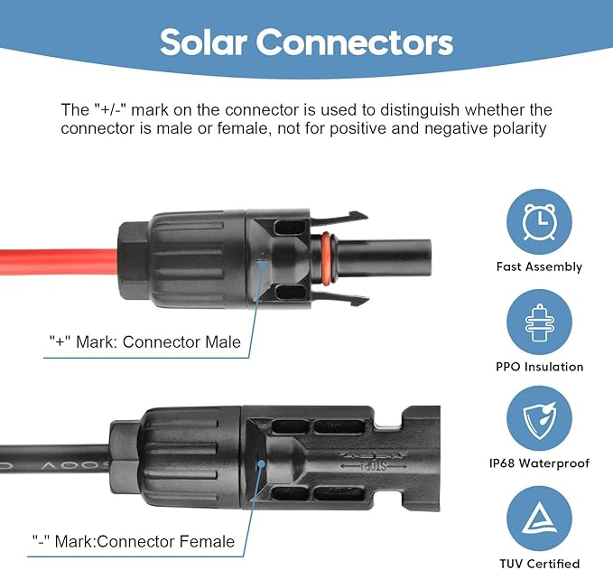 10AWG Solar Panel Cable to Anderson Connector Adapter Solar Extension Cable Compatible with Anderson PowerPole Port for RV,Goal Zero Yeti,Renogy Portable Solar Generator Power Station (10FT)