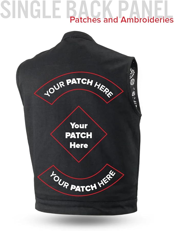 First Mfg Co - Men's Motorcycle Biker Riding Black Canvas Vest