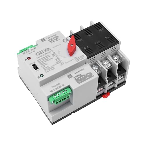 GEYA Mini ATS Automatic Transfer Switch Electrical Selector Switches Dual Power Switch 3Pole 63A 220V 50/60Hz Grid to AC Generator (Black)