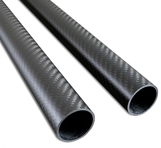 2pcs 30mm Carbon Fiber Tube 30mmx27mmx500mm,1.5MM Wall Thickness 500MM Length,3K roll Wrapped Twill Matte Finish