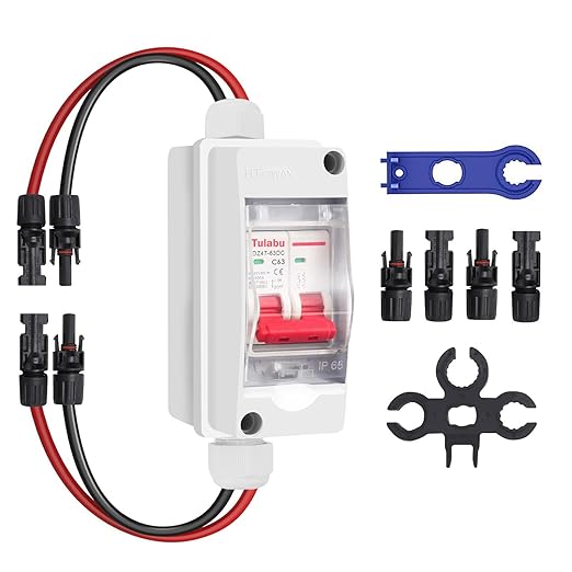 Solar Panel Disconnect Switch, Solar Disconnect Switch IP Water Proof DC Outdoor PV Miniature Circuit Breaker for Outdoor PV or AC Stystem and Home (63, Amps)