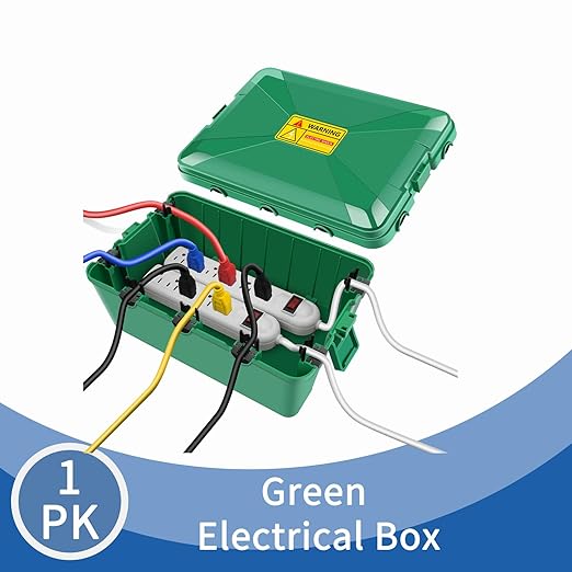 NineLeaf IP54 Waterproof Electrical Box, Outdoor Weatherproof Plug Cover (12.5 x 8.5 x 5 inch),Extension Cord Cover for Outdoor Timer, Extension Cord, Power Strip, String Light, Green