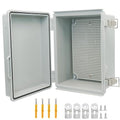 Electrical Box, Outdoor Waterproof Box IP67 Junction Box with Mounting Plate,ABS Plastic Project Box Power Cord Enclosure Grey 8.7" Dx6.7 Wx4.3 H