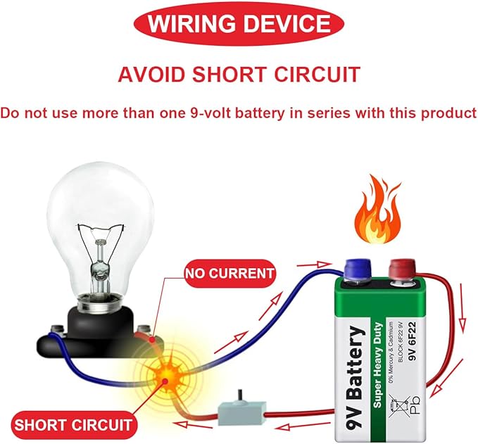 12Pcs 9v Battery Connector Clip with UL1007 24AWG Leads Wires,I-Type/T-Type Plastic Housing Pigtail Snap with Alligator Clips,2.1mm X 5.5mm DC Male/Female Power Plug,for Arduino Led Light