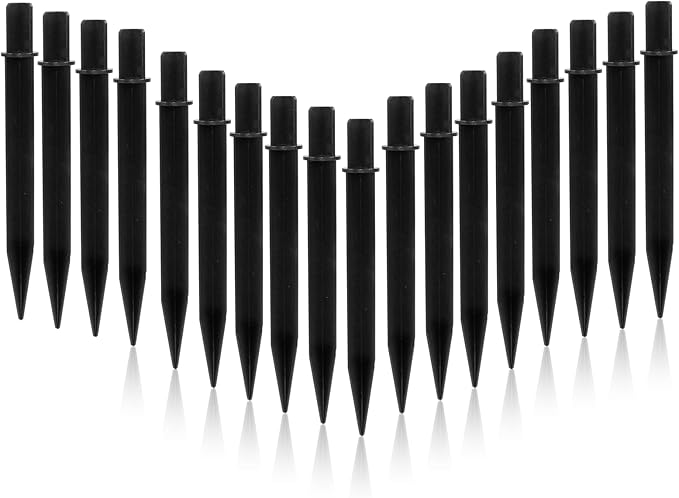 18 Pcs Solar Light Stakes Replacement, 8.27 Inch Plastic Ground Stakes, Black Pathway Lights Spike for Yard, Garden, Outdoor (Inside Diameter 0.85 Inch)
