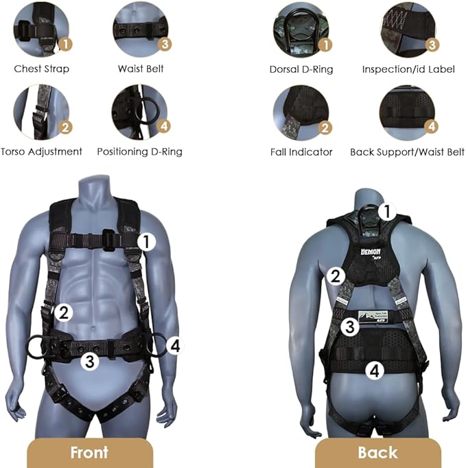 AFP Demon Fall Protection Comfortable Safety Harness (OSHA/ANSI PPE)