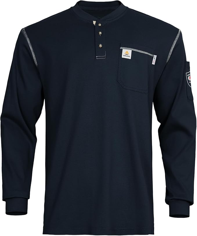 FR Shirts for Men CAT2/HRC2 Flame Resistant Shirts 6.5oz Light Weight Long Sleeve Fire Retardant Shirts