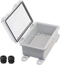 Waterproof Electrical Box Dustproof Junction Box Weatherproof IP67 ABS Plastic Enclosure Switch Router Project Box with Mounting Plate with Wall Bracket 2 Cable Glands Clear 5.9"x3.9"x2.8"