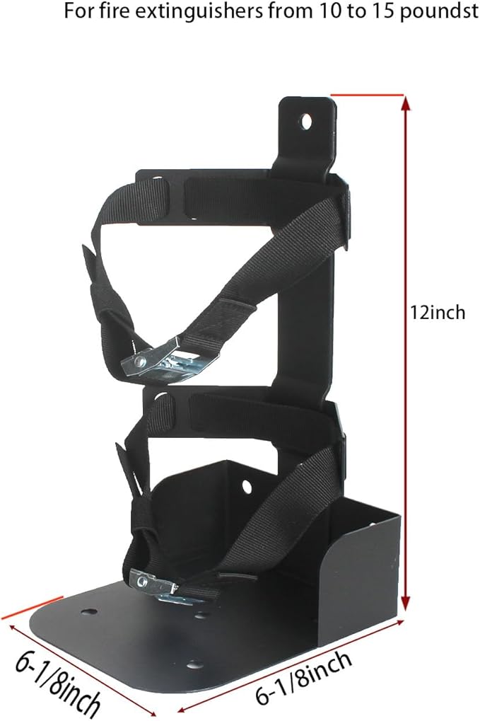 Heavy Duty Vehicle Bracket,Fire Extinguisher Brackets Mounts Fit 15lb Dry/10lb Co2 Extinguisher-for Home,School,Garage,Vehicle,Boat, Car, RV, Truck (Black, 15lb)