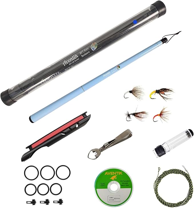 Aventik FreshStart Tenkara Rod in 7ft/8ft, Complete Beginner Tenkara Rod Kit, 24T Carbon Fiber, Easy to Cast Flexible Durable Lightweight and Compact
