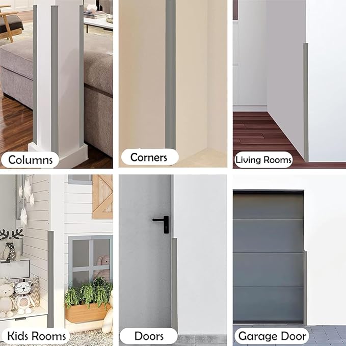 Colorful Rubber Wall Corner Guard Edge Protector,Anti-Collision Strip, Self-Adhesive Wall Guards, Safety Edge & Corner Guards, Length 3.28 ft,Grey