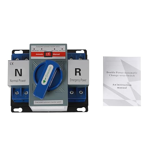 (New) 2P 63A Dual Power Automatic Transfer Switch with Manual Changeover and Generator, 110V, Blue