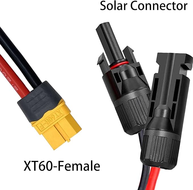 6.5FT Solar to XT60 Charge Extension Cable,12AWG Solar Connector to XT60 Adapter Extension Cable for Solar Panel to Battery RV Portable Power Station Solar Generator(2M)