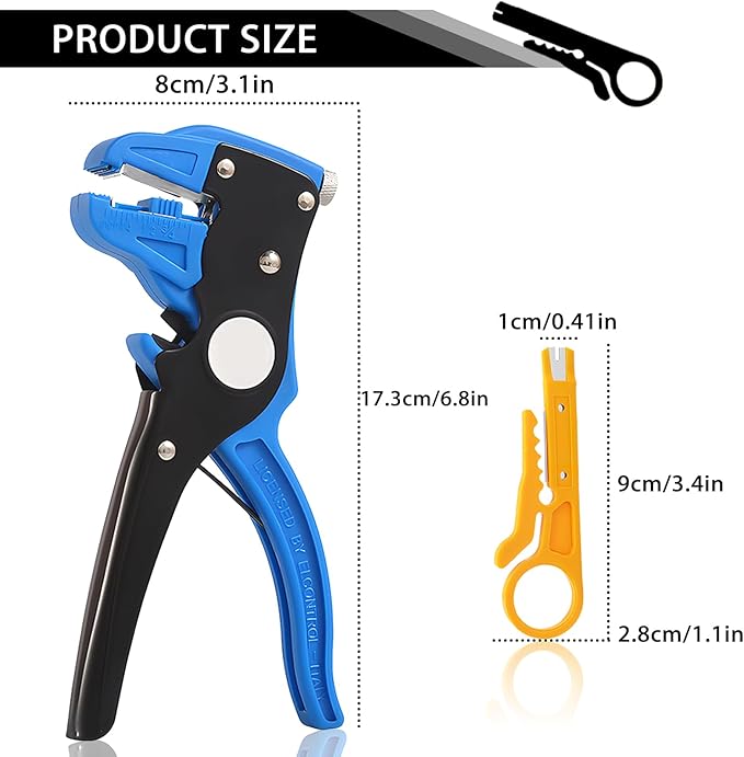 Vista Quick Stripper - 2 in 1 Automatic Wire Stripper and Cutter for Electronic and Automotive Repair, Eagle Nose Pliers (Blue 1PCS)