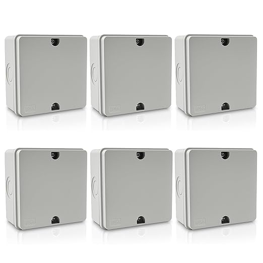 NineLeaf Junction Box, Waterproof Electrical Box IP66 Water Resistant Dustproof ABS Plastic Project Enclosure for Electronics, External Size 4.2 x 4.2 x 2.3 inch (107 x 107 x 58 mm),6PK