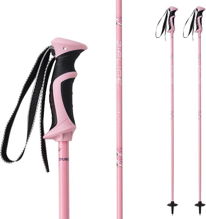 Zipline Lollipop 14.0 Graphite Carbon Composite Ski Poles – Lightweight, Durable, All-Mountain – Ergonomic Grip, Vibration Dampening, Ideal for Groomers and Freestyle. Choice of Skiers