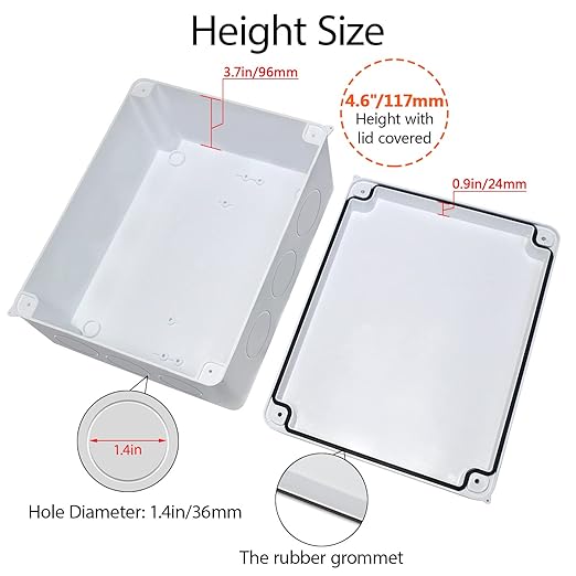 LeMotech Junction Box, Electrical Box IP65 Water Resistant Dustproof ABS Plastic Project Enclosure for Electronics White 10 x 7.9 x 4.7 inch