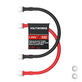 VOLTWORKS 2 AWG Gauge Red + Black Pure Copper Battery Inverter Cables Solar, RV, Car, Boat 1ft 3/8 in Lugs