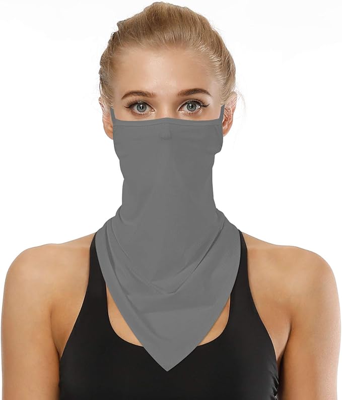 YAYOUREL Neck Gaiter Face Mask Bandanas for Men Women UV Face Scarf Cover Ear Loop Hole Facemask for Fishing Running Cycling