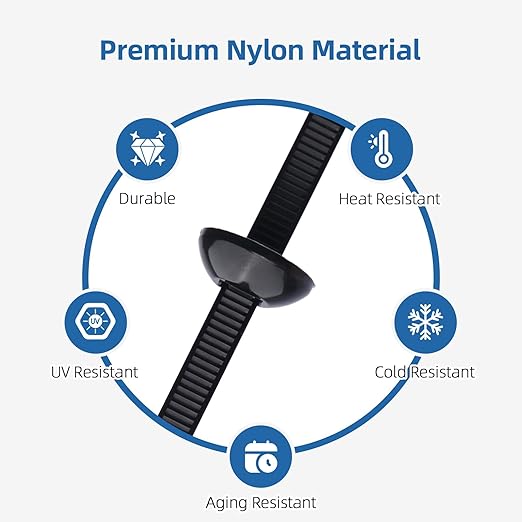 150 Pcs Nylon Universal Cable Tie Buckle for Car - Self-Locking and Easy Install Zipper Clips with Pin & Button Design - UV-Resistant Zip Tie for Quick and Effortless Car Daily Repair