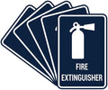 Signs ByLITA Portrait Round Fire Extinguisher Sign with Adhesive Tape, Mounts On Any Flat Surface (Navy Blue/White) - Small (5 Pack)