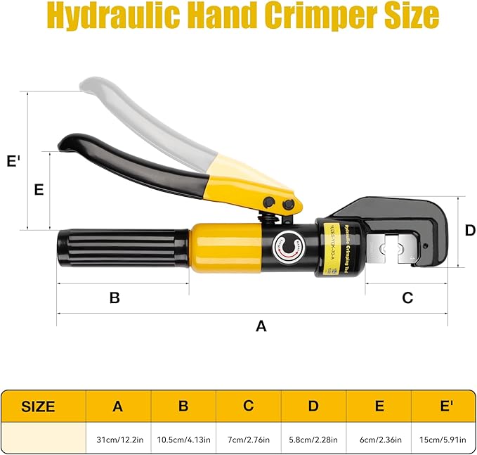 YUZES Hydraulic Crimping Tool 10 Tons, 12 AWG to 2/0 Battery Cable Crimper Tool with 9 Dies, Easy to Operate Hydraulic Wire Crimping Tool Kit for Wire Rope, Battery Cable Ends Ring Terminals