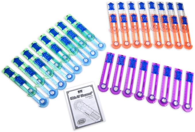EAI Education Slide N' Measure Compass: Assorted Colors Classroom Kit - Set of 40