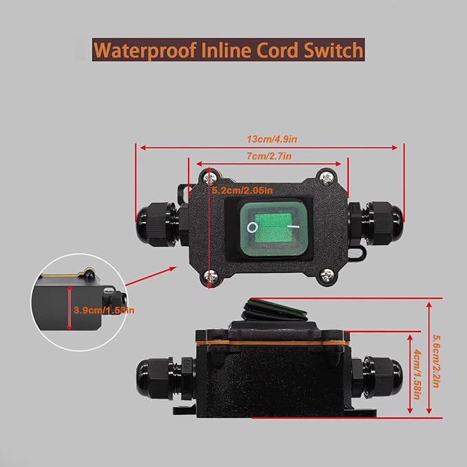 DC 12V Inline Toggle Switch Waterproof On/Off Toggle Switch SAE Cable with Quick Connect/Disconnect Green Light Button for for Motorcycle,Boat, Auto,Truck, RV.or Other Devices (SAE LS)