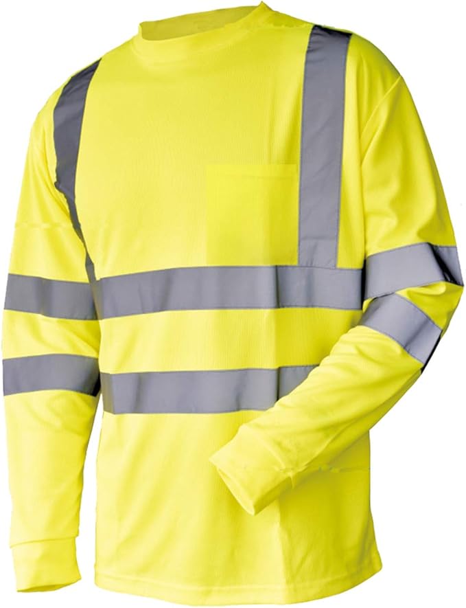L&M® Hi Vis T Shirt ANSI Class 3 Reflective Safety Lime Orange Short Long Sleeve HIGH Visibility
