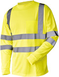 L&M® Hi Vis T Shirt ANSI Class 3 Reflective Safety Lime Orange Short Long Sleeve HIGH Visibility