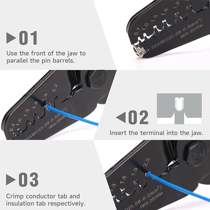 iCrimp Mini Micro Open Barrel Crimping Tools Works on AWG28-20 JAM, Molex, Tyco, JST Terminals and Connectors used for FPV, Drone Servo