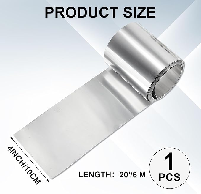Therwen 1 Roll Aluminum Flashing Roll Metal Aluminum Roof Panels 0.2 mm Thickness Roof Flashing Strip for Sealing Windows Doors Siding Backyard Stains Moss and Mildew Prevention (4" x 20')