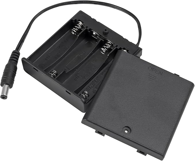 4PCS 4 AA Battery Holder with Switch 6V Battery Case Box Holder with Cover 4X 1.5V AA Battery Storage Box with DC 5.5x2.1mm Male Connector