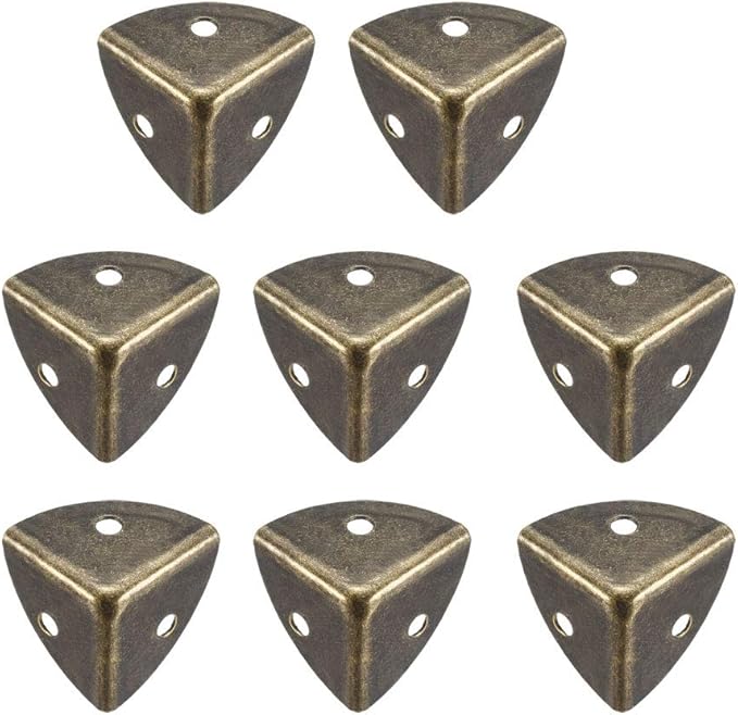 uxcell Metal Box Corner Protectors Edge Guard Protector 21 X 21 X 21mm Bronze Tone 8pcs for Table Corners and Desk Corners
