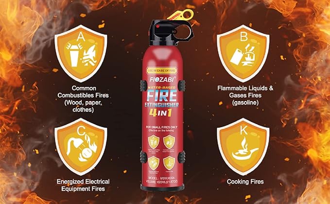 2 PACK Portable Fire Extinguisher Spray 4 in-1 With Bracket for The House/Car/Kitchen/Garage/Home,0.5-A:21-B:C:5K Water-Based Fire Extinguishers(620ml/21.87OZ)