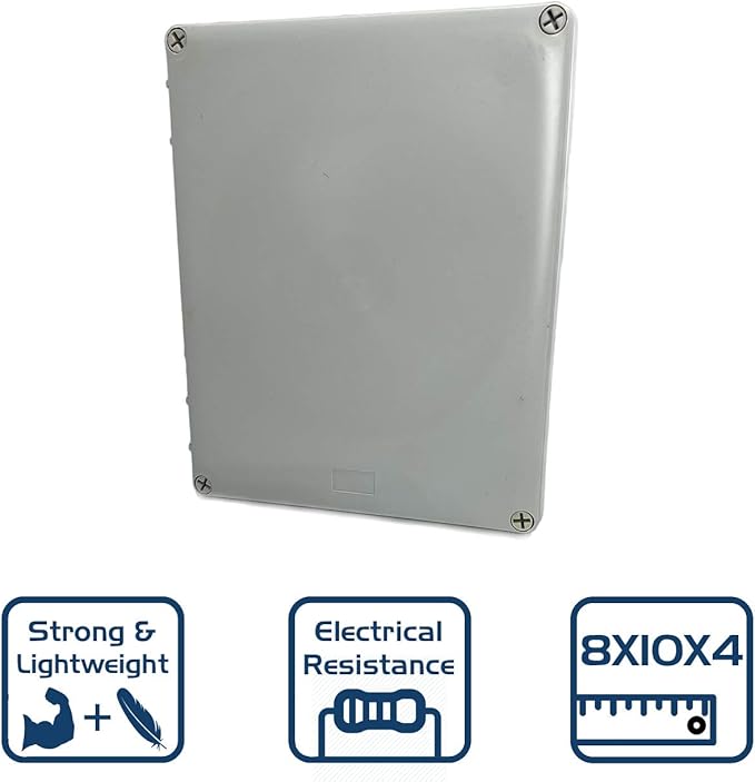 Co. 10" x 8" x 4" Weather & Dust Proof IP65 PS Plastic Universal Electrical Junction Conduit Box and DIY Project Enclosure, Use for Outdoor and Indoor (1 Pack)