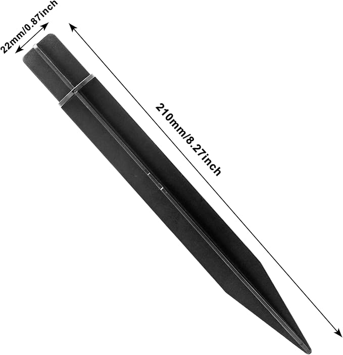 6 Pcs Solar Light Stakes Replacement, 8.27 Inch Plastic Ground Stakes, Black Pathway Lights Spike for Yard, Garden, Outdoor (Inside Diameter 0.87 Inch)