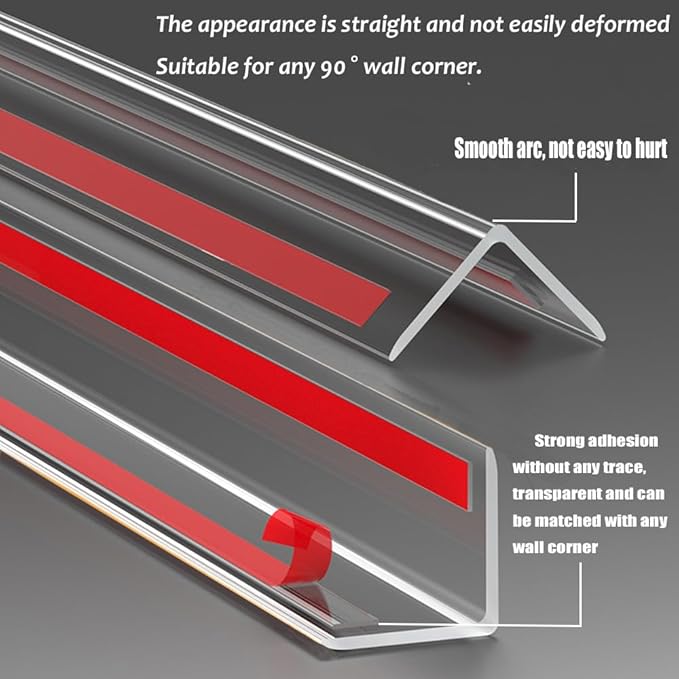 Clear Self-Adhesive Wall Corner Guards Walls Edge Protector & Corner Protectors for Wall, Furniture Corner, Door Easy to Install for Baby (4, 1.2in x 39.5in)