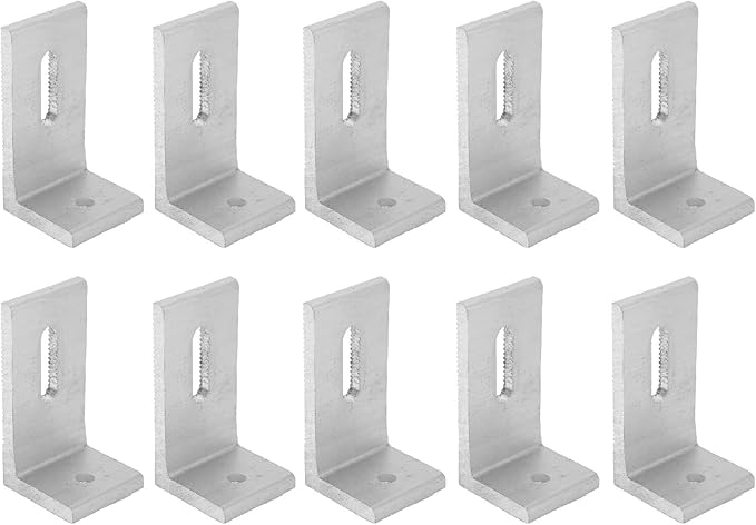 10Pcs Solar Panel Mounting Brackets, L Foot Solar Roof Mount, Aluminum Alloy Solar Panel Bracket Kit, Glossy Photovoltaic Brackets for Roof PV System, 3.14x1.57x1.57in