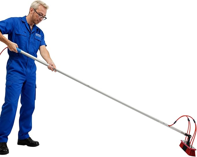 Solar Panel Cleaning Kit, Window Cleaning System 19.69FT, 65.62ft Water Pipe & Rotating BrushHead, Washing Equipment Window Cleaner Tool Water Fed Pole Kit for Roof Caravan Solar Panel
