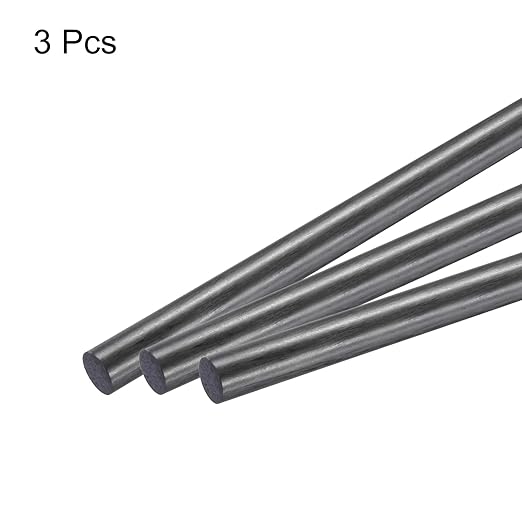 MECCANIXITY Carbon Fiber Rod, 12mm x 150mm Carbon Rod Bar for RC Airplane DIY Craft Kite Wing Tube Quadcopter Arm Repair Pack of 3