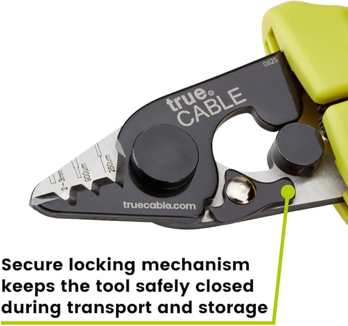 trueCABLE Professional Grade 3 in 1 Fiber Optical Cable Stripper, Precision Angled Jaw, 6" Fiber Optic Stripper Tool with TPU Grip for 1.6-3.0mm Jackets, 250-900μm Tight Buffer & Loose Tube