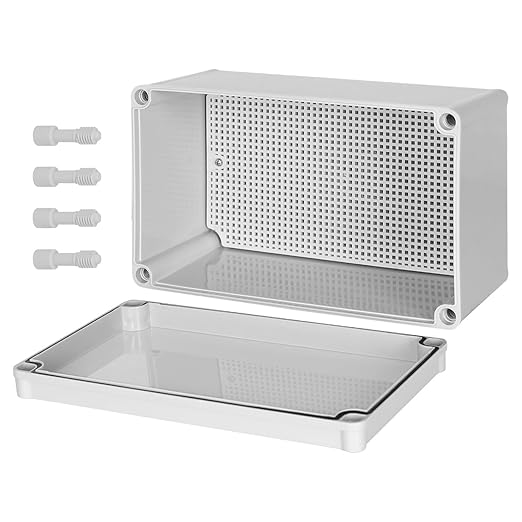 Junction Box，9.8"x 5.9"x 5.1" Outdoor Electrical Box with Mounting Plate, IP67 Dustproof Waterproof ABS Plastic Project Box, DIY Electrical Enclosure Gray (250x 150x 130 mm)