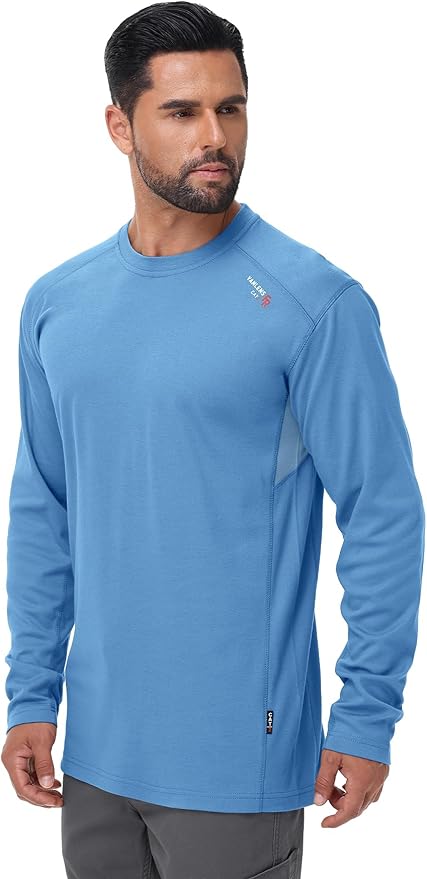 FR Shirts for Summer 5.5OZ Lightweight Breathable Vented Mesh Flame Resistant Long Sleeve Crew T-Shirt CAT2