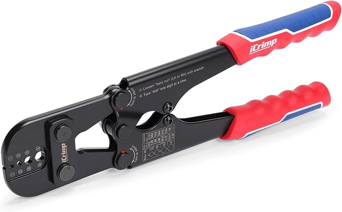 iCrimp Wire Rope Crimping Tool for Aluminum Oval Sleeves, Double Sleeves, Crimping Loop sleeve from 3/64-inch to 1/8-inch