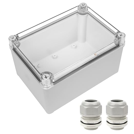 LeMotech Junction Box IP67 Waterproof Dustproof Electrical Box Project Box DIY Enclosure Gray with Transparent Clear Cover, External Size 6.9x4.9x3.9in (175x125x100mm)